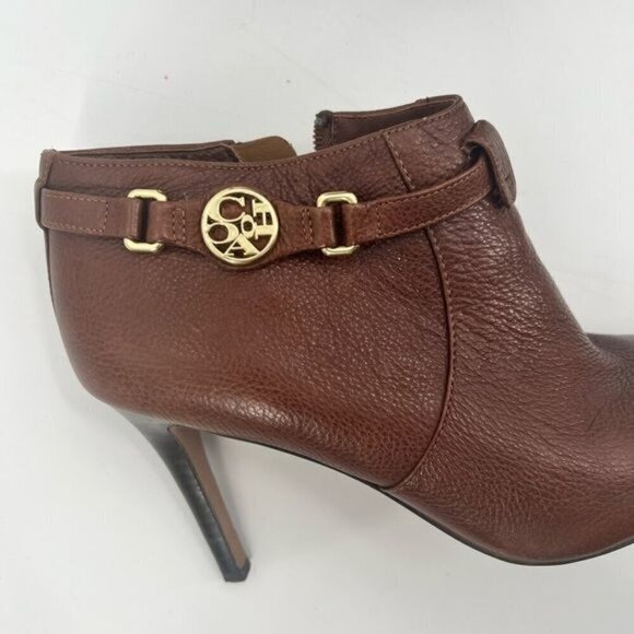 Coach Salene brown leather boots shoes size 7.5 4 inch heels - Picture 9 of 16